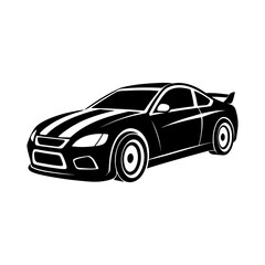 racing car silhouette, black and white silhouette, vector and illustration