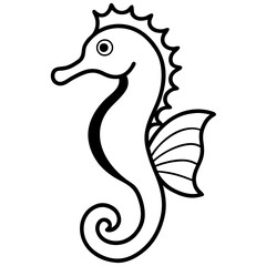 seahorse line art vector