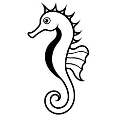 seahorse line art vector