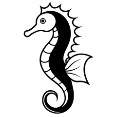 Naklejka premium seahorse line art vector