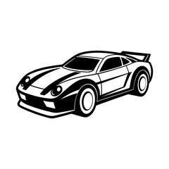 racing car silhouette, black and white silhouette, vector and illustration
