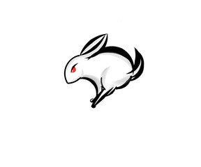 Illustration design of a running red-eyed rabbit animal symbol icon