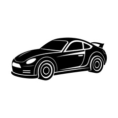 Naklejka premium racing car silhouette, black and white silhouette, vector and&nbsp;illustration