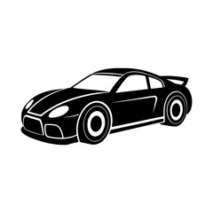 racing car silhouette, black and white silhouette, vector and illustration