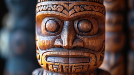 Intricate hawaiian tiki statue showcasing traditional carving techniques
