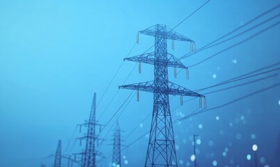 Smart Grid and Communication Concept. Blue, Futuristic Digital Style.