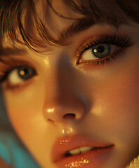 Fototapeta premium Ethereal Close-Up Portrait with Dramatic Lighting