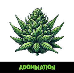Vector Illustrated Abomination Cannabis Bud Strain Cartoon