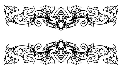 Vintage victorian ornament classic luxury elements in monochrome style