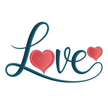 teal love script with pink hearts clip art preview