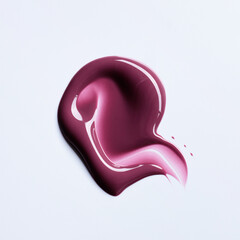 A burgundy maroon shade of lipgloss, lipstick smear, cosmetics beauty product texture, liquid blush, lipgloss swatch