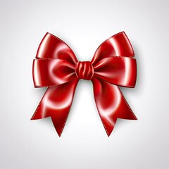 Fototapeta premium Shiny red satin ribbon on white background. Vector bow and red ribbon. --style raw --v 5.1 Job ID: 3cf45479-f900-434b-b817-54b2ab75f76a