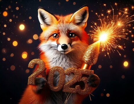 Gem&uuml;tlicher Panda mit 2025-Wunderkerze &ndash; Funkenfrohes Neujahrsmotiv
