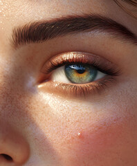 Obraz premium Ultra-Realistic Close-Up of a Model's Eye with Natural Glow