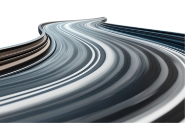 3D Winding Road Curve Isolated on Transparent Background