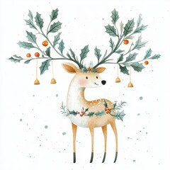Naklejka premium Cute reindeer for Christmas holiday greeting card design.