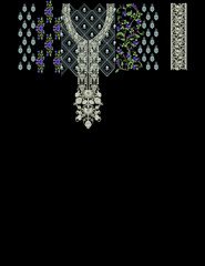 Indian Embroidery Neck and Border Design, Pattern, Patch, Embroidery Designs, Women Shirt Designs, Embroidery Allover Designs Embroidery Illustration, for Textile Clothing Design Manual artwork