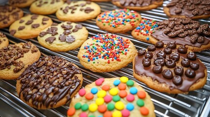 Cookies with festive shapes and vibrant toppings closeup
