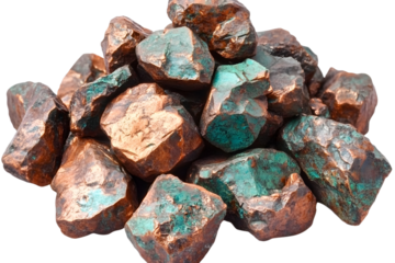 Set of iron ore, isolated on transparent white background