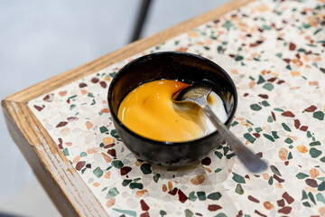 A White Silky Pudding With Caramel