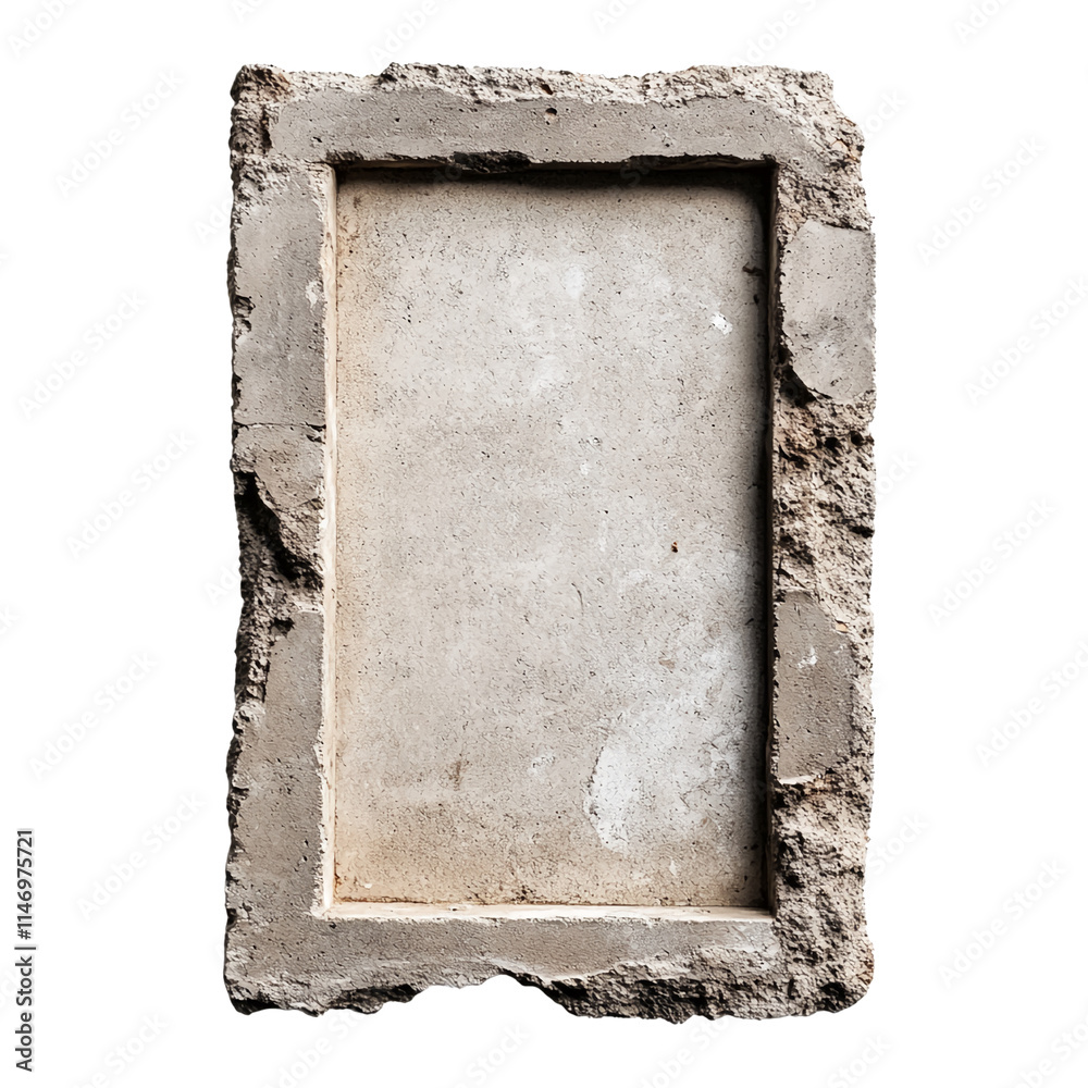 Poster Concrete frame with rough edges showcasing a raw texture in a minimalistic style, cut out