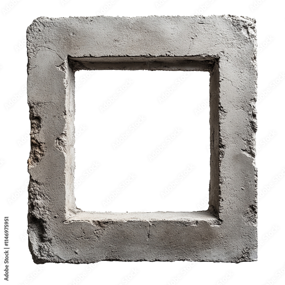 Poster Concrete frame with rustic texture displayed against a transparent background