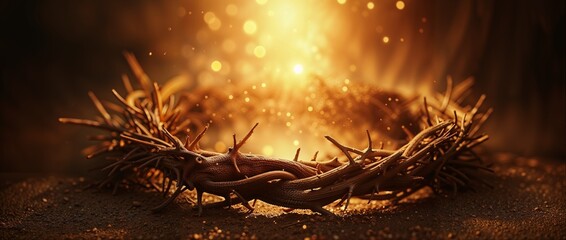 Crown of Thorns Shining with Divine Light, representing sacrifice and salvation.