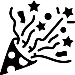 confetti scatter ribbon opening celebrate birthday party solid or symbol icon
