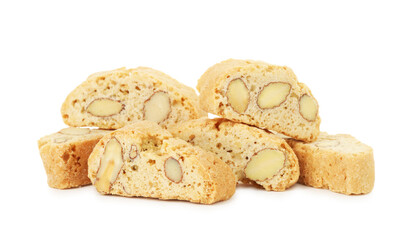 Traditional Italian almond biscuits (Cantucci) isolated on white