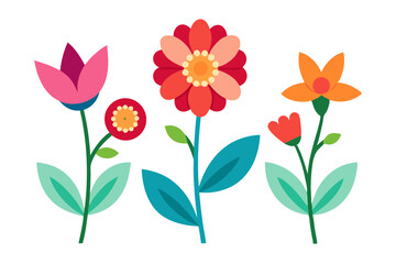 set of colorful flowers