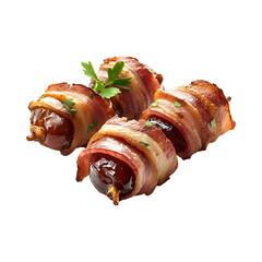 Delicious Bacon wrapped dates Isolated On Transparent Background 