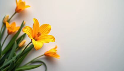 Bright yellow Daffodils against a soft background, perfect for joyful text overlays celebrating life and spring festivities.