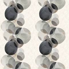 Seamless pattern of abstract circles in muted gray and beige tones for modern background design