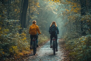 Scenic Bicycle Ride Through Serene Forest Path