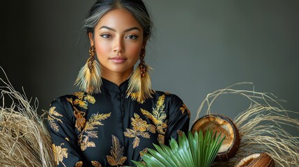 Hawaiian elegance: tropical beauty with floral patterns and island textures