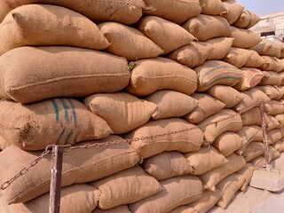 Jute bags of Peanut in the Market