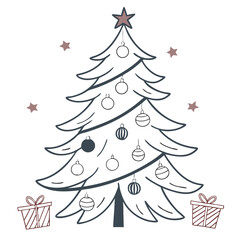 Christmas Tree PNG Illustration Isolated on Transparent Background for Holiday and Festive Designs