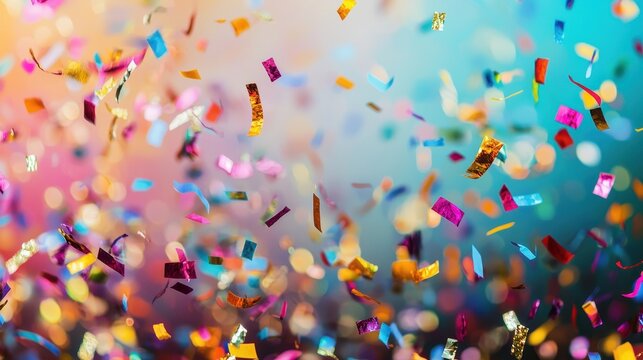 Vibrant Burst of Colorful Confetti Celebrating an Exciting Event with Cheers from the Crowd