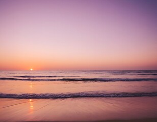 Obraz premium Romantic Sunset Over Ocean with Silhouetted Beach Scene , Tranquil and Serene for Love-Themed Designs