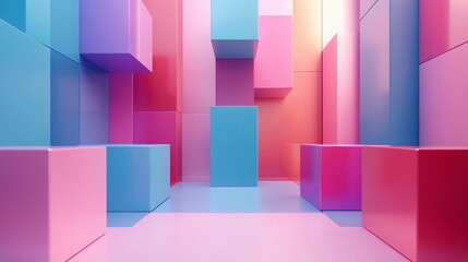 Colored cubes create a vibrant abstract arrangement in bright shades. Generative AI