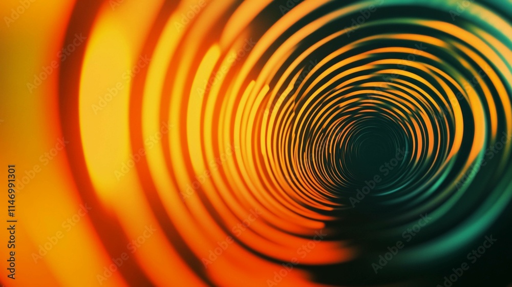 Poster pulsating circles create an illusion of depth in vibrant colors. generative ai