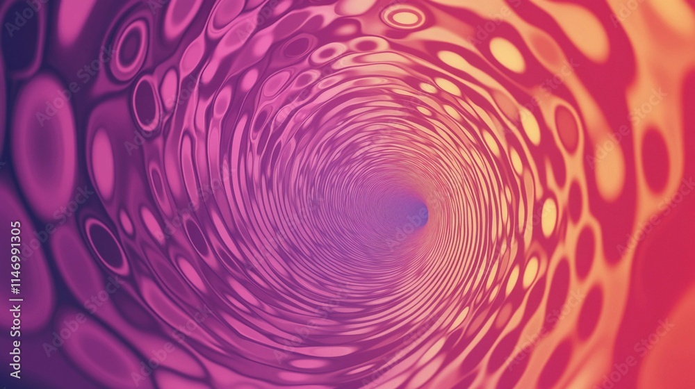 Poster vibrant abstract background with pulsating circles in swirling pattern. generative ai