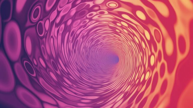 Vibrant abstract background with pulsating circles in swirling pattern. Generative AI