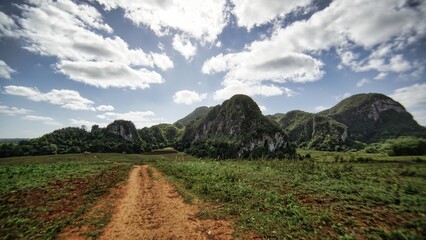 beautiful surroundings of Vinales, Cuba  view of the tobacco fields 