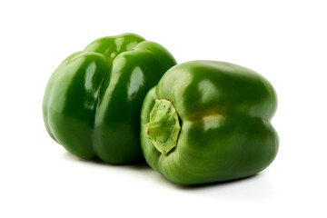 Green Bell pepper, isolated on white background.