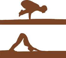 Silhouette of Young woman doing yoga asana in the nature with the ocean