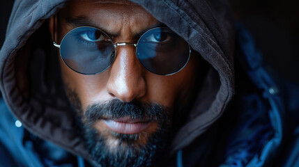 A of face hacker in the hood, add for cybersecurity seminar.