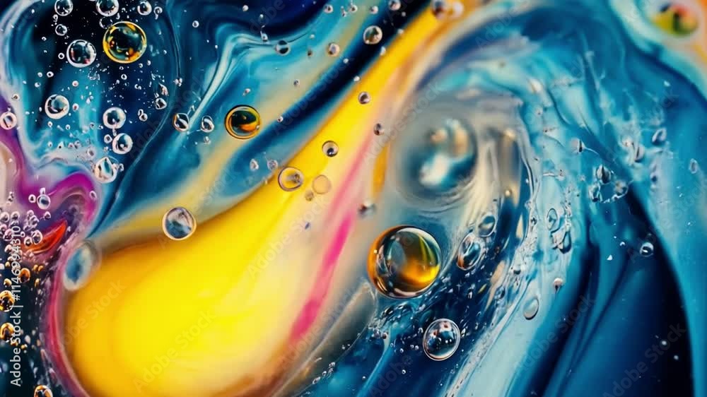 Wall mural this beautiful artwork captures fluid dynamics with a rich mix of colors. the swirling hues evoke mo