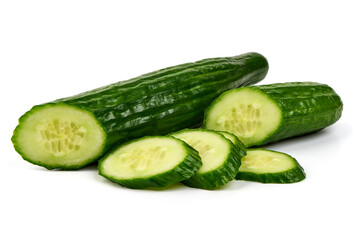 Fresh cucumber, isolated on white background.