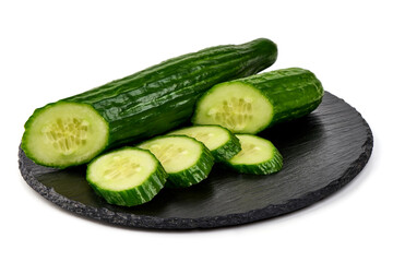 Fresh cucumber, isolated on white background.